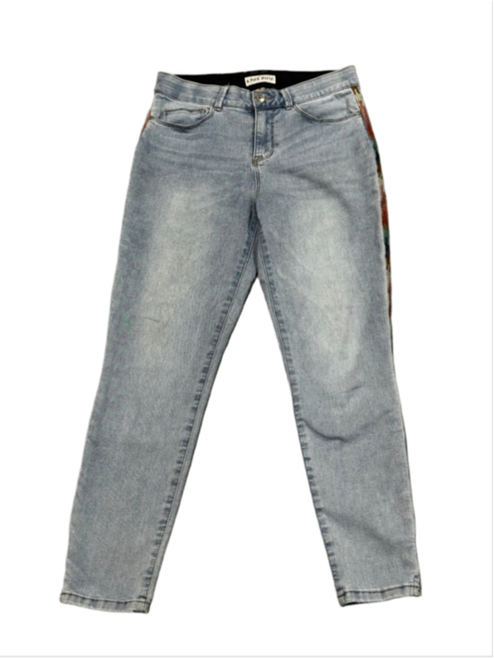 Knox Rose Embroidered Split Hem Straight Leg Jeans